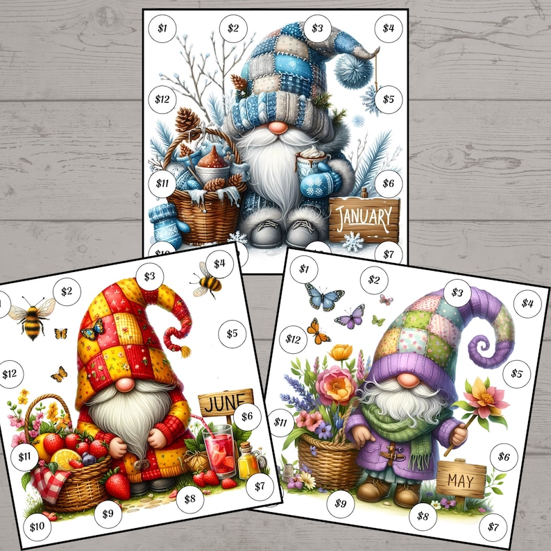 Mini Gnome Monthly Savings Challenge For Cash Envelopes, Savings Challenge Printable, Savings Tracker image 4