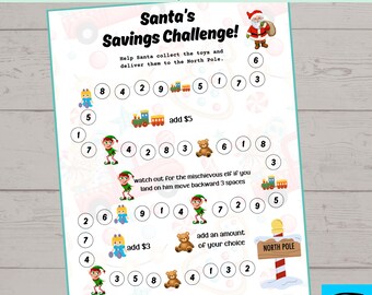 Santa’s  Savings Challenge, Money Savings Challenge, Instant Download, Printable PDF