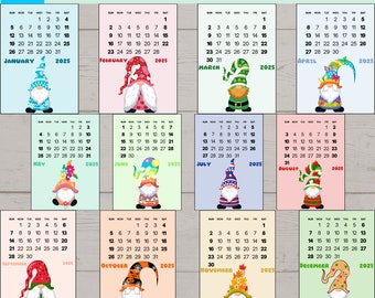 Calendario mensual en blanco, calendario mensual imprimible 2025, calendario de escritorio, calendario 2025, calendario imprimible, descarga instantánea