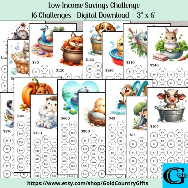 Low Income Savings Challenge Bundle, Money Savings Challenge Bundle, Savings Challenge Printable, Savings Tracker, Instant Download