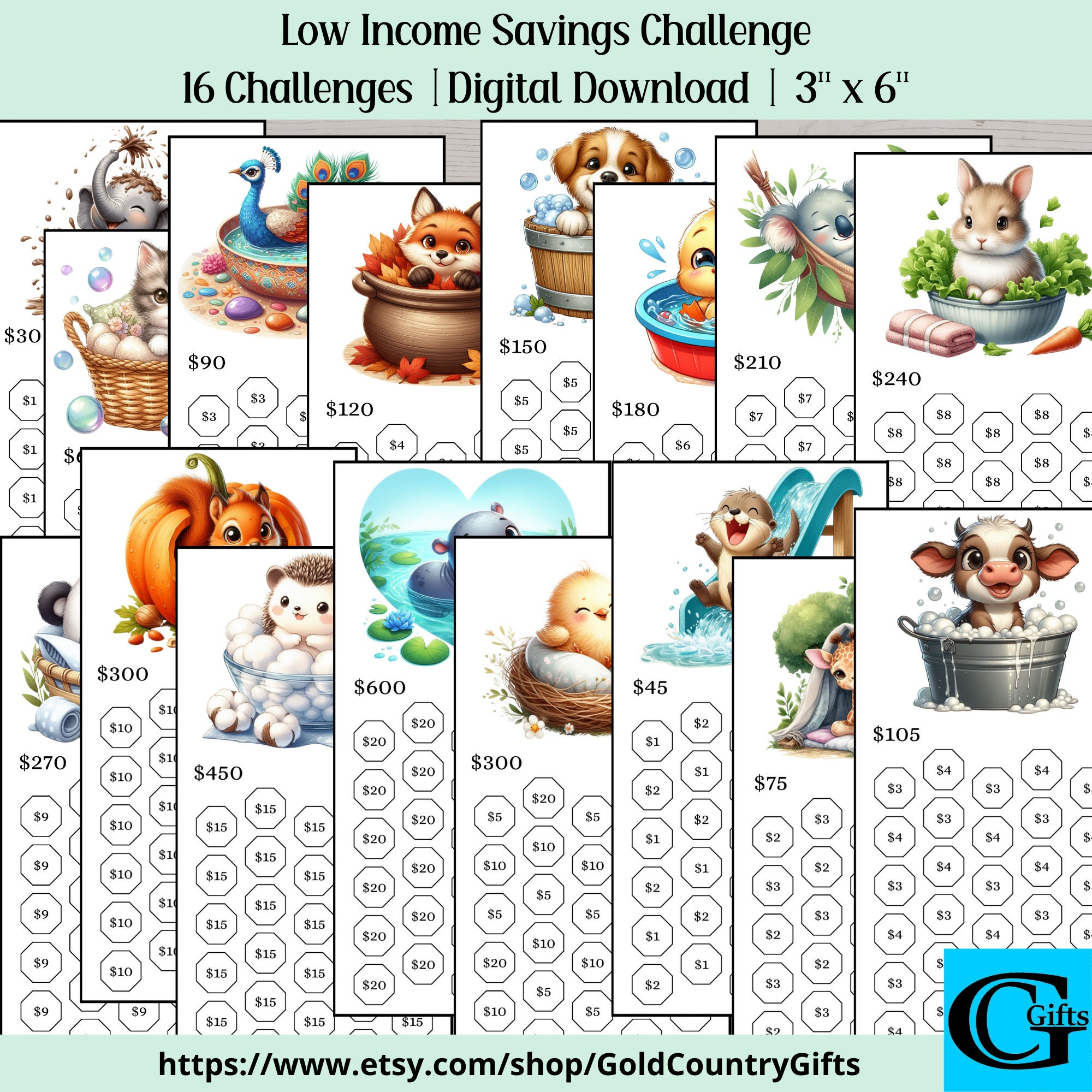 Low Income Savings Challenge Bundle, Money Savings Challenge Bundle, Savings Challenge Printable, Savings Tracker, Instant Download