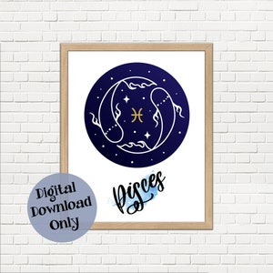 Pisces Astrology Zodiac Wall Art Decor Print