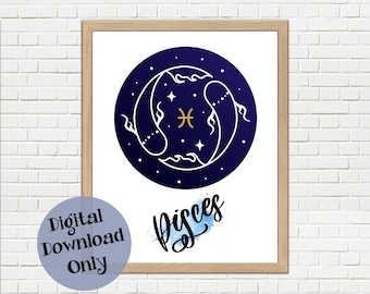 Pisces Astrology Zodiac Wall Art Decor Print
