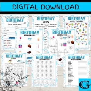 Birthday Party Games For Boy, Birthday Party Game Bundle, Birthday Party Games,  Digital Download,  Printable Activities For Kids