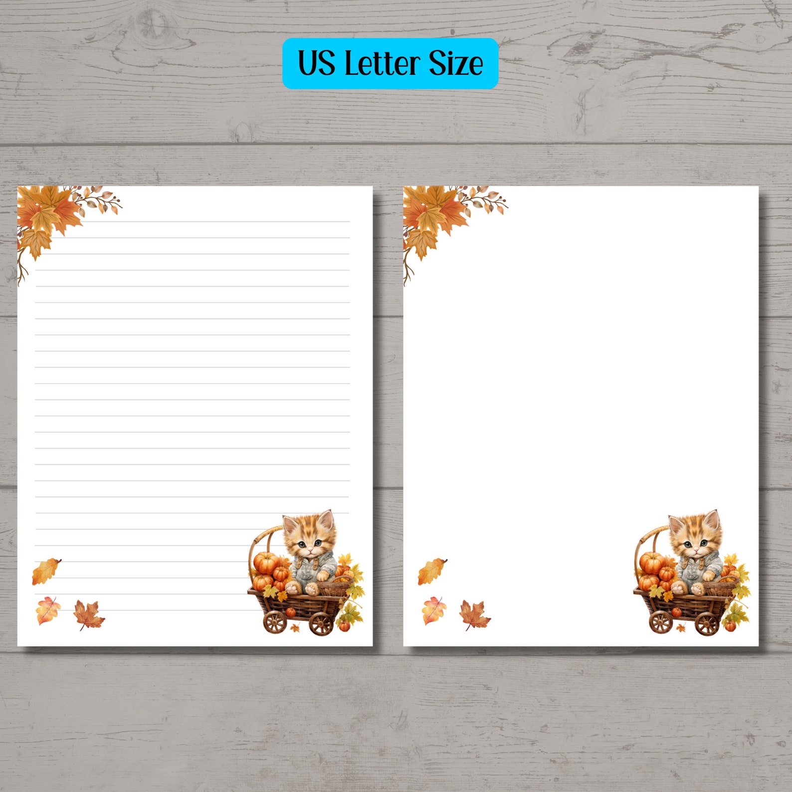 Printable Autumn Stationery Lined Paper Printable Writing - Etsy