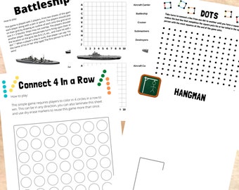 Printable Everyday Activity Sheets - Connect 4 - Dots - Hangman - Battleships