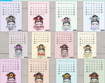 Monthly Blank Calendar, 2025 Printable Monthly Calendar, Desk Calendar, 2025 Calendar, Printable Calendar, Instant Download