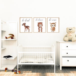 Woodland Nursery Art Prints, Set of 3, Woodland Nursery Decor, Nursery Prints, Nursery Wall Art, Nursery Decor, Forest Nursery, Boys Art