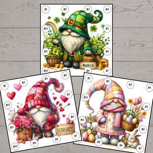 Mini Gnome Monthly Savings Challenge For Cash Envelopes, Savings Challenge Printable, Savings Tracker image 3