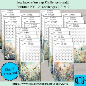 Low Income Savings Challenge Bundle, Monthly Savings Challenge Bundle, Savings Challenge Printable, Savings Tracker, Instant Download