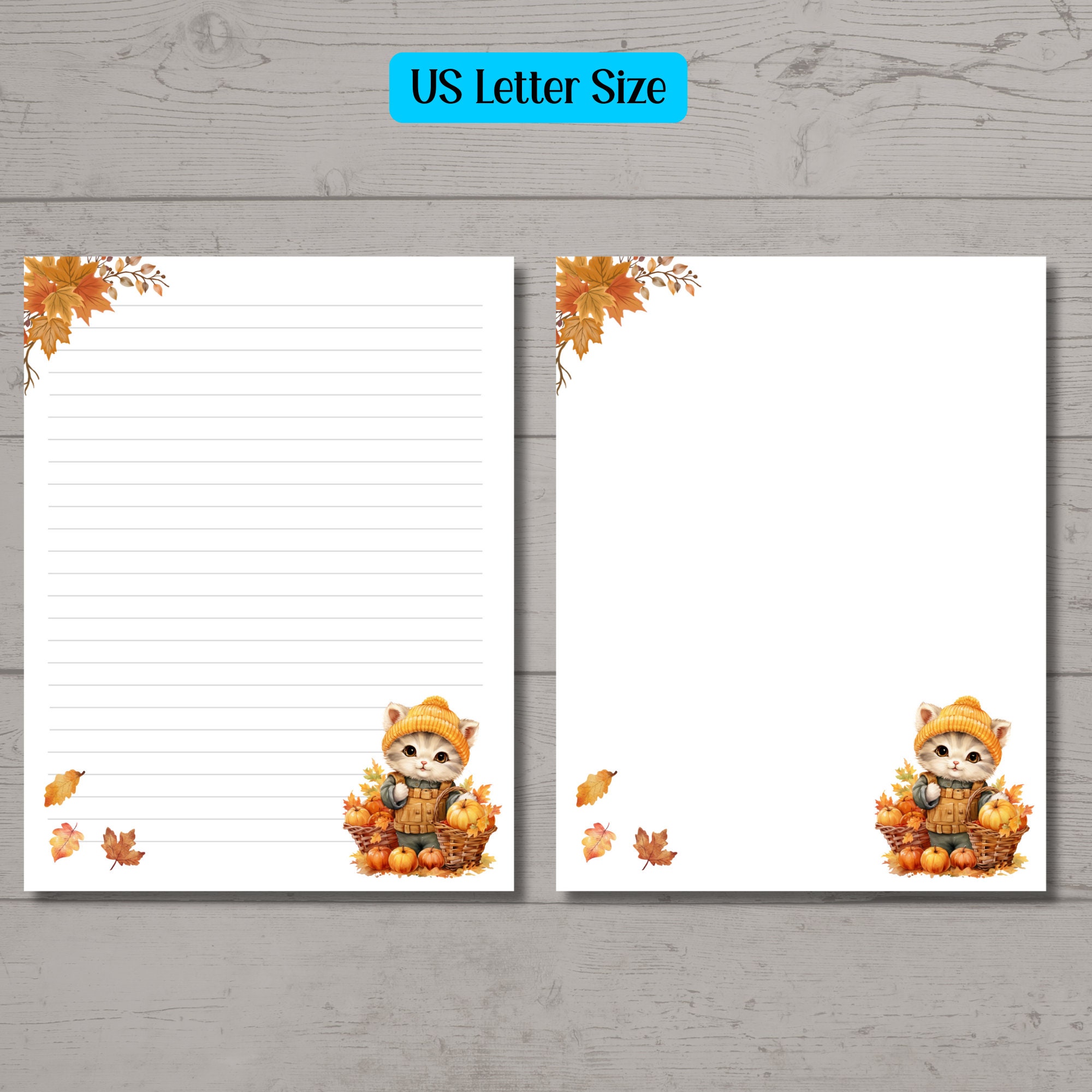 Printable Autumn Stationery Lined Paper, Printable Writing Paper With ...