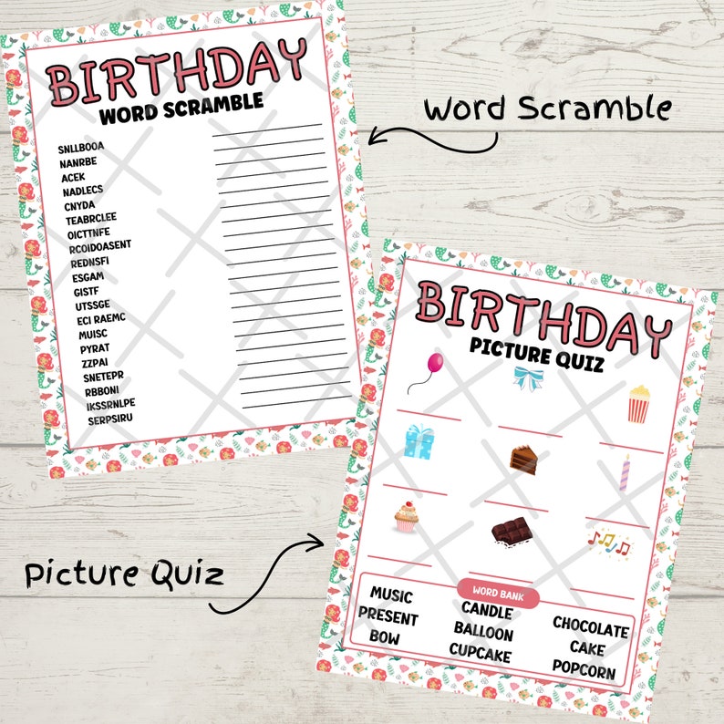 Mermaid Birthday Party Games for Girl Birthday Party Game Bundle