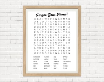 Divertente cruciverba da bagno, dimentica il telefono, stampa artistica da parete (download digitale)