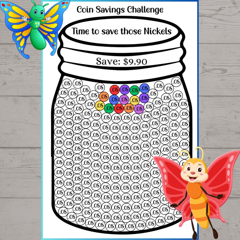 Printable Spare Change Savings Tracker, Pennies, Nickels, Dimes ...