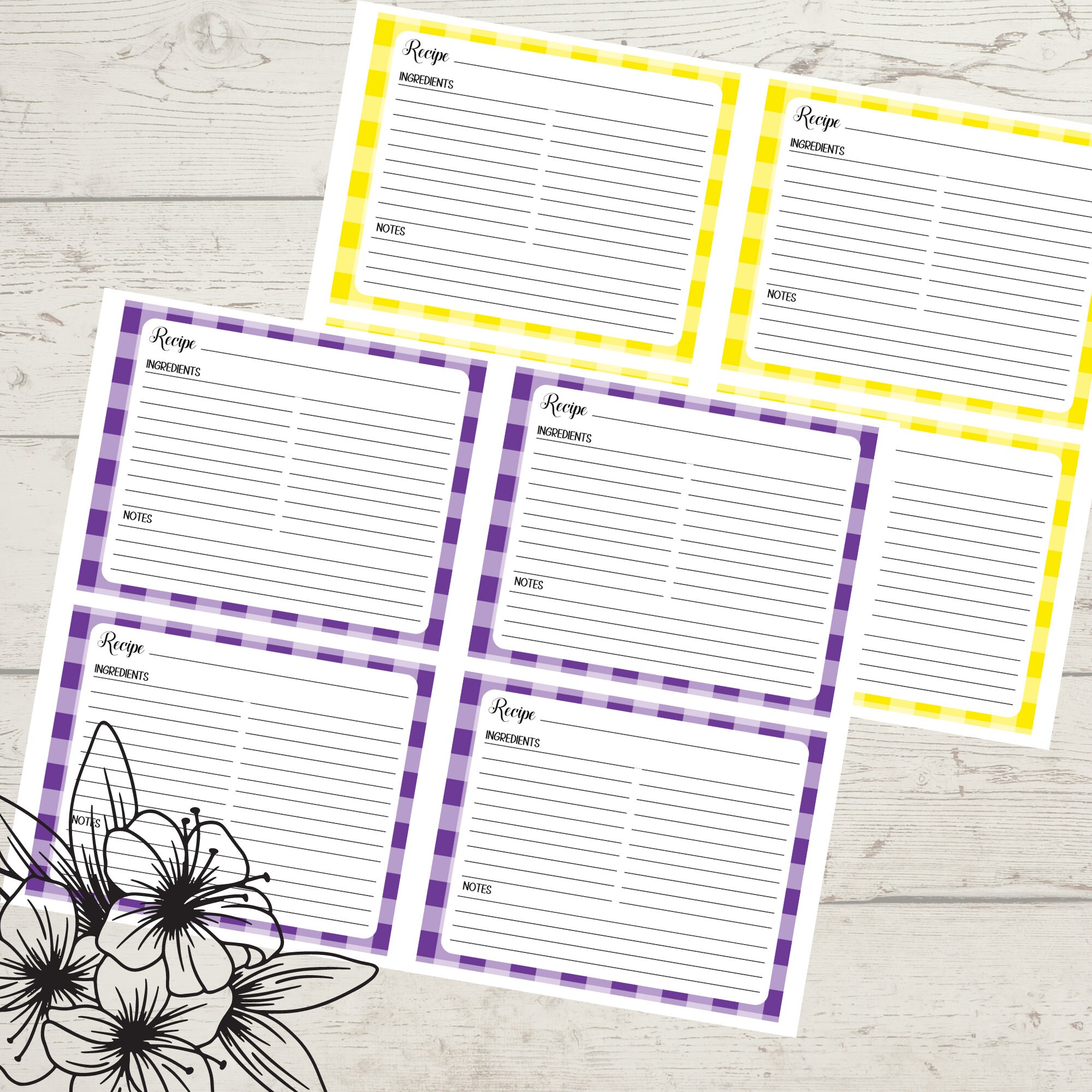 Printable Blank Recipe Cards Recipe Card Template Recipe - Etsy