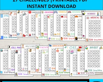 Savings Challenge Printable, A6 Size Savings Challenge Trackers, Monthly Money Savings Tracker, Cash Budget Challenges, Instant Download