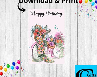 Birthday Card Printable 5 x 7 Digital Download Birthday Card For Adults Birthday Card For Kids Blank Inside