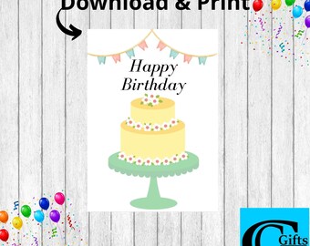 Birthday Card Printable 5 x 7 Digital Download Birthday Card For Adults Birthday Card For Kids Blank Inside