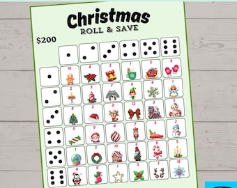 Christmas Roll The Dice Savings Challenge Game, Money Savings Challenge, Dice, Instant Download, Printable PDF