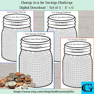 Printable Spare Change Savings Tracker, Pennies, Nickels, Dimes, Quarter, Coin Jar Savings Tracker, Instant Download, Printable PDF