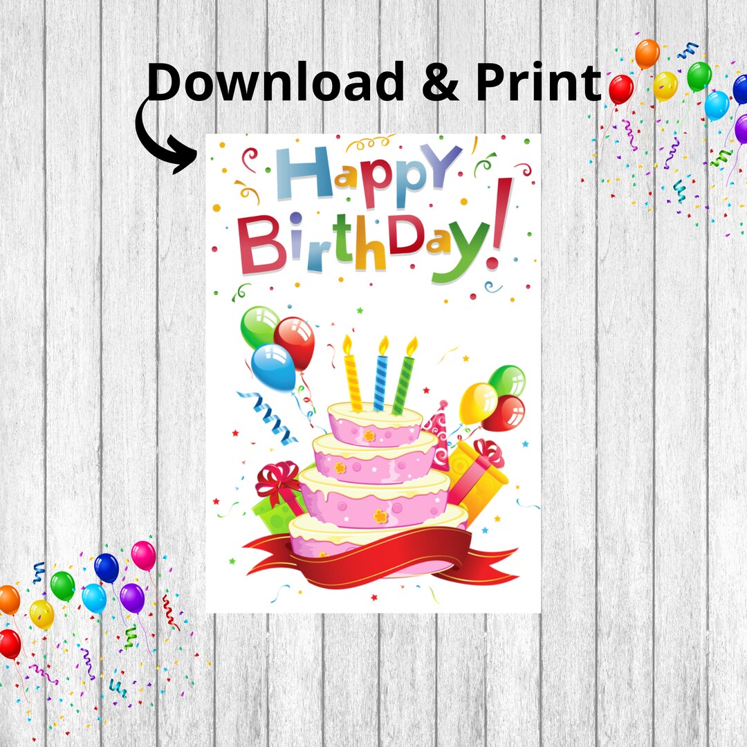 Birthday Card Printable 5 X 7 Birthday Card Digital Downloadable ...