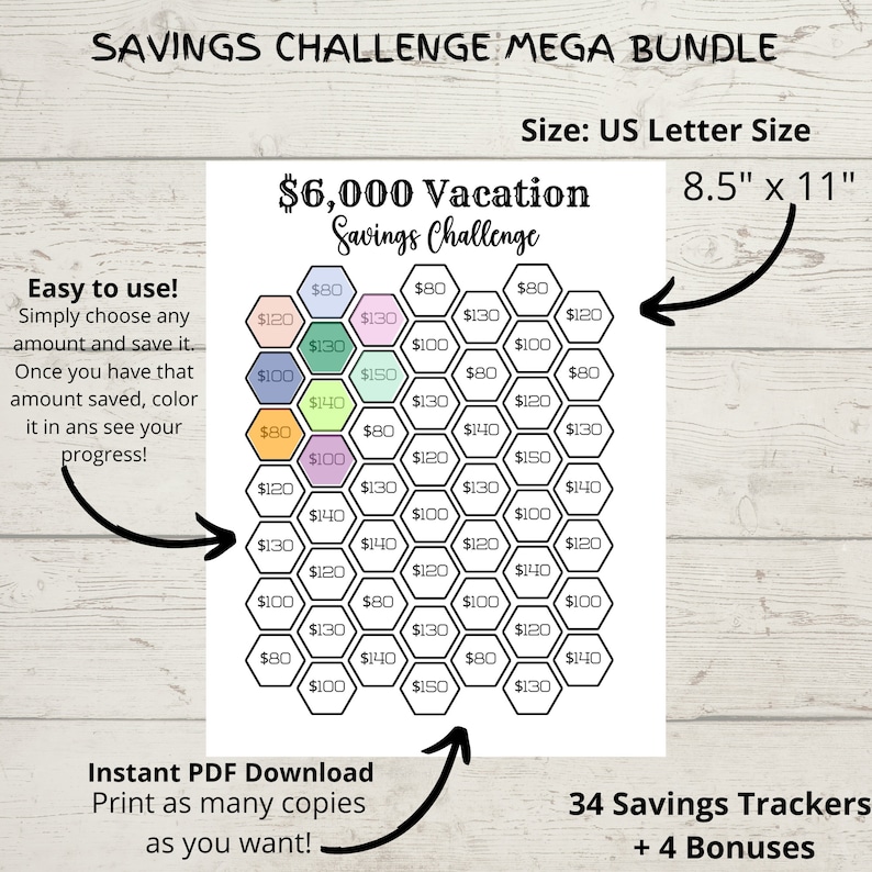 Printable Monthly Savings Challenge Mega Bundle, Savings Tracker, Money ...