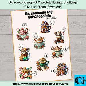 Did Someone Say Hot Chocolate Savings Challenge, Money Savings Challenge, Instant Download, Printable PDF