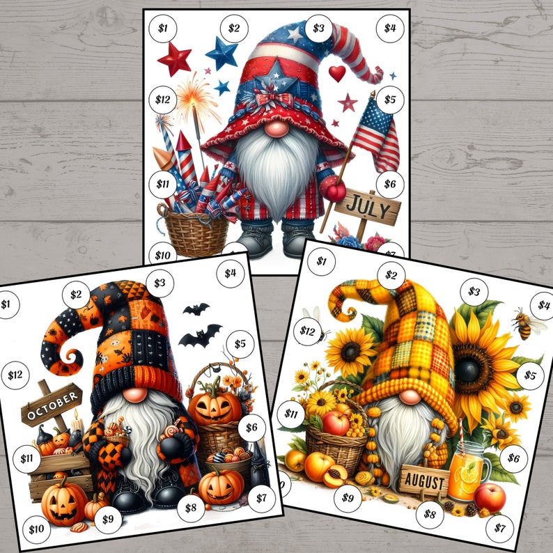 Mini Gnome Monthly Savings Challenge For Cash Envelopes, Savings Challenge Printable, Savings Tracker image 5
