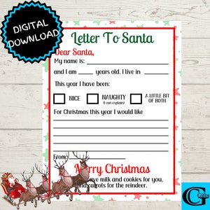 Printable Letter to Santa, Kids Letter to Santa, Santa Letter, Christmas Printable, Letter to Santa Claus, Instant Digital Download