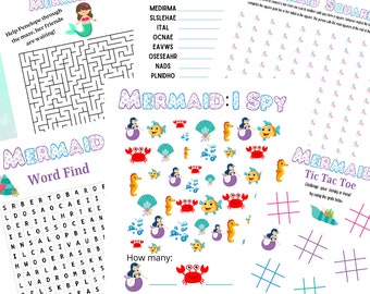 Mermaid Activity Set: Games, I Spy, Maze (Instant Download)
