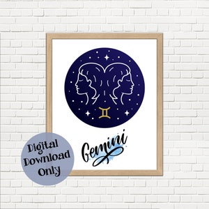 Gemini Astrology Zodiac Wall Art Decor Print