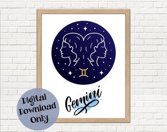 Gemini Astrology Zodiac Wall Art Decor Print