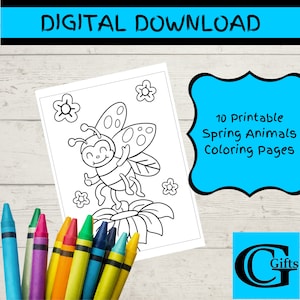 Spring Coloring Pages, Kids Coloring Pages, Digital Download, Spring Time