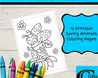 Páginas para colorear de primavera, Páginas para colorear para niños, Descarga digital, Tiempo de primavera