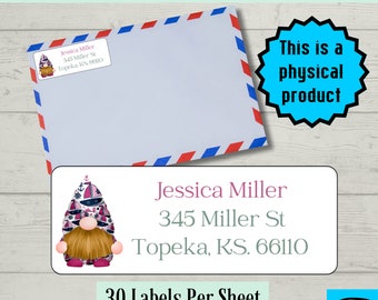 Gnome Return Address Labels, Custom Address Labels, Personalized Address Labels, GNOME, 30 Address Labels