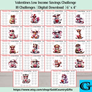 Valentines Day Low-Income Savings Challenge Trackers & DIY Cash Envelope Printable, Savings Challenge Printable, Savings Challenge Bundle