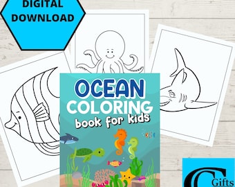 Ocean Animals Coloring Pages – Sea Life Illustrations (Digital Download)