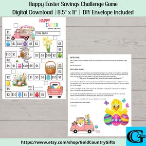 Printable Easter Savings Challenge Game & Cash Envelope, Savings Tracker, Money Savings Challenge Printable, Instant Download, Printable PDF