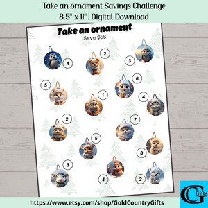 Take An Ornament Savings Challenge, Money Savings Challenge, Instant Download, Printable PDF