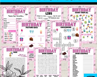 Birthday Party Games For Girl, Birthday Party Game Bundle, Birthday Party Games,  Digital Download,  Printable Activities For Kids