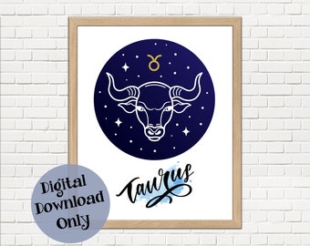 Taurus Astrology Zodiac Wall Art Decor Print