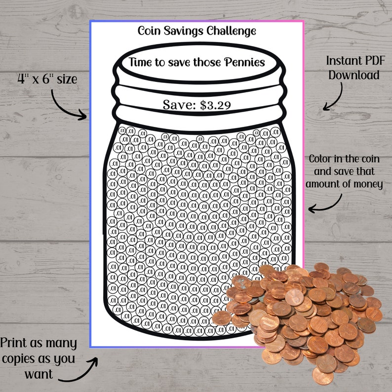 Printable Spare Change Savings Tracker, Pennies, Nickels, Dimes ...