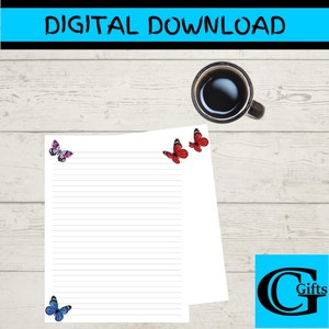 Butterfly Printable Stationery, Printable Writing Paper, Printable ...