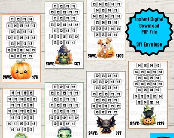 Printable Halloween Savings Challenge Bundle & Cash Envelope,October Savings Challenge Printable, Instant Download, Printable PDF
