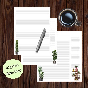 Papel de carta para plantas para impressão, lindo papel de carta para impressão, escrita de cartas, download digital instantâneo, forrado, sem forro, botânico