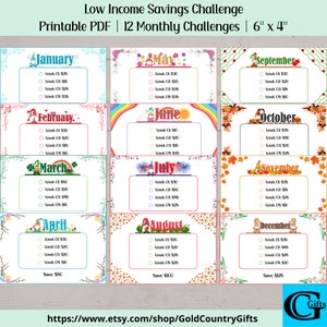 Low Income Savings Challenge Bundle, Monthly Savings Challenge Bundle, Savings Challenge Printable, Savings Tracker, Instant Download