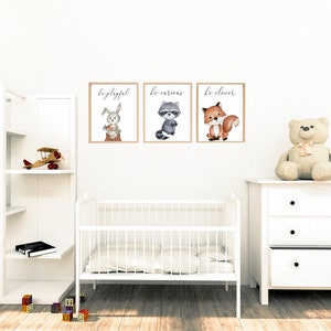 Woodland Nursery Art Prints, Set of 3, Woodland Nursery Decor, Nursery Prints, Nursery Wall Art, Nursery Decor, Forest Nursery, Boys Art