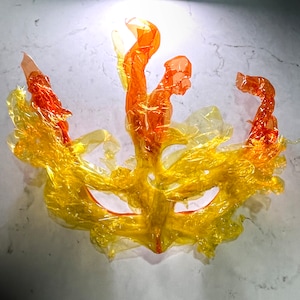 Fire Mask in the Style of Enji Todoroki My Hero Academia, Flame Face Piece, Yellow and Orange, Elastic Strap