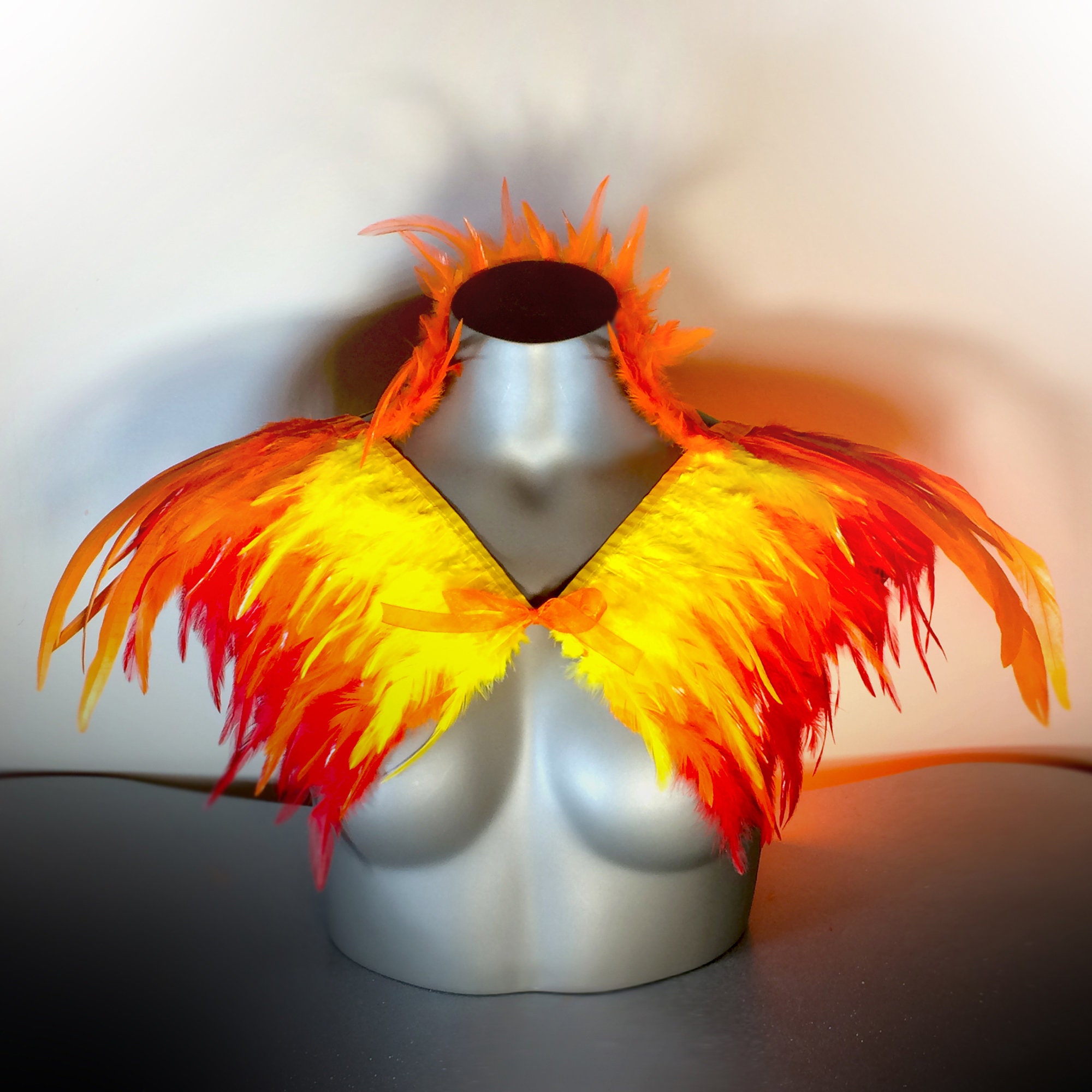 Phoenix Feather Top Wrap Deluxe Orange Yellow and Red Fire Collar Natural Etsy