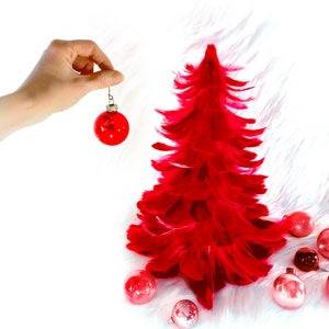 Red Feather Tree Christmas Trees for Holiday Events and Decorative Winter Wonderland Home Decor - S, M, L, XL